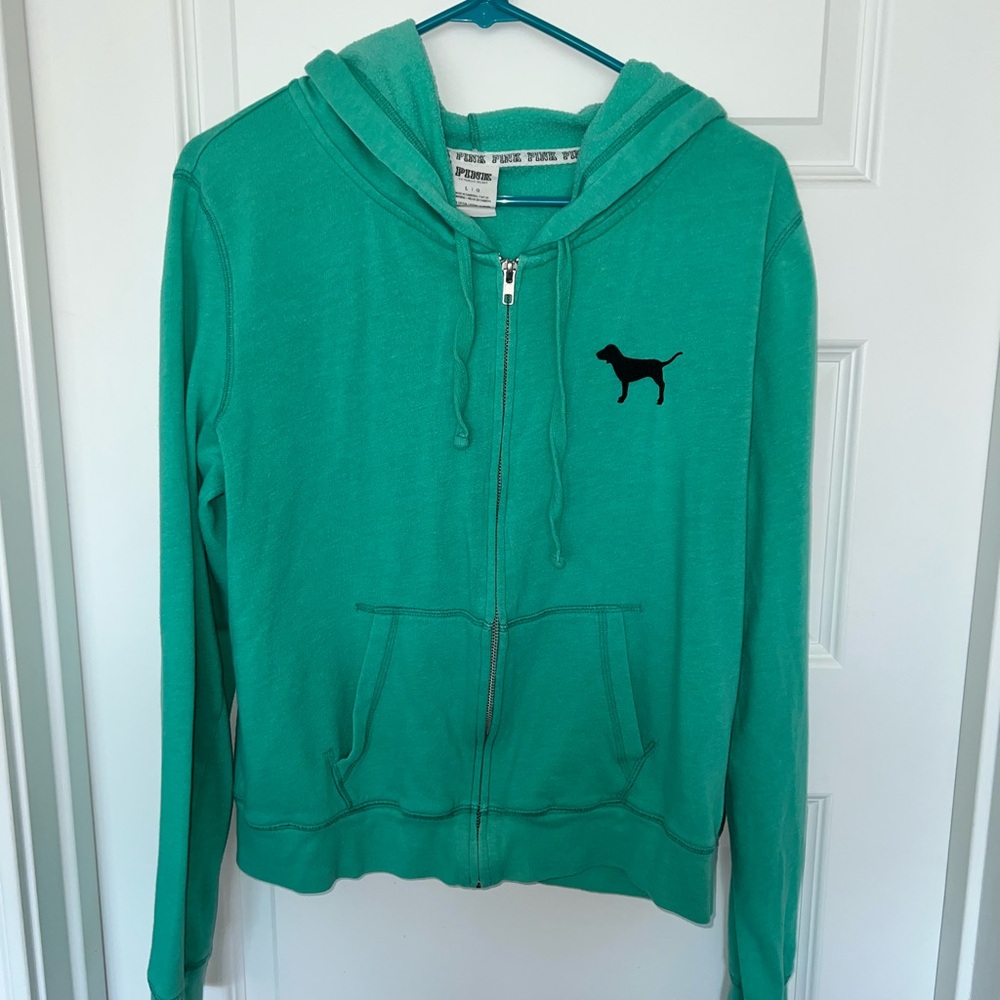 Victoria's Secret Pink Teal Zip-Up Hoodie